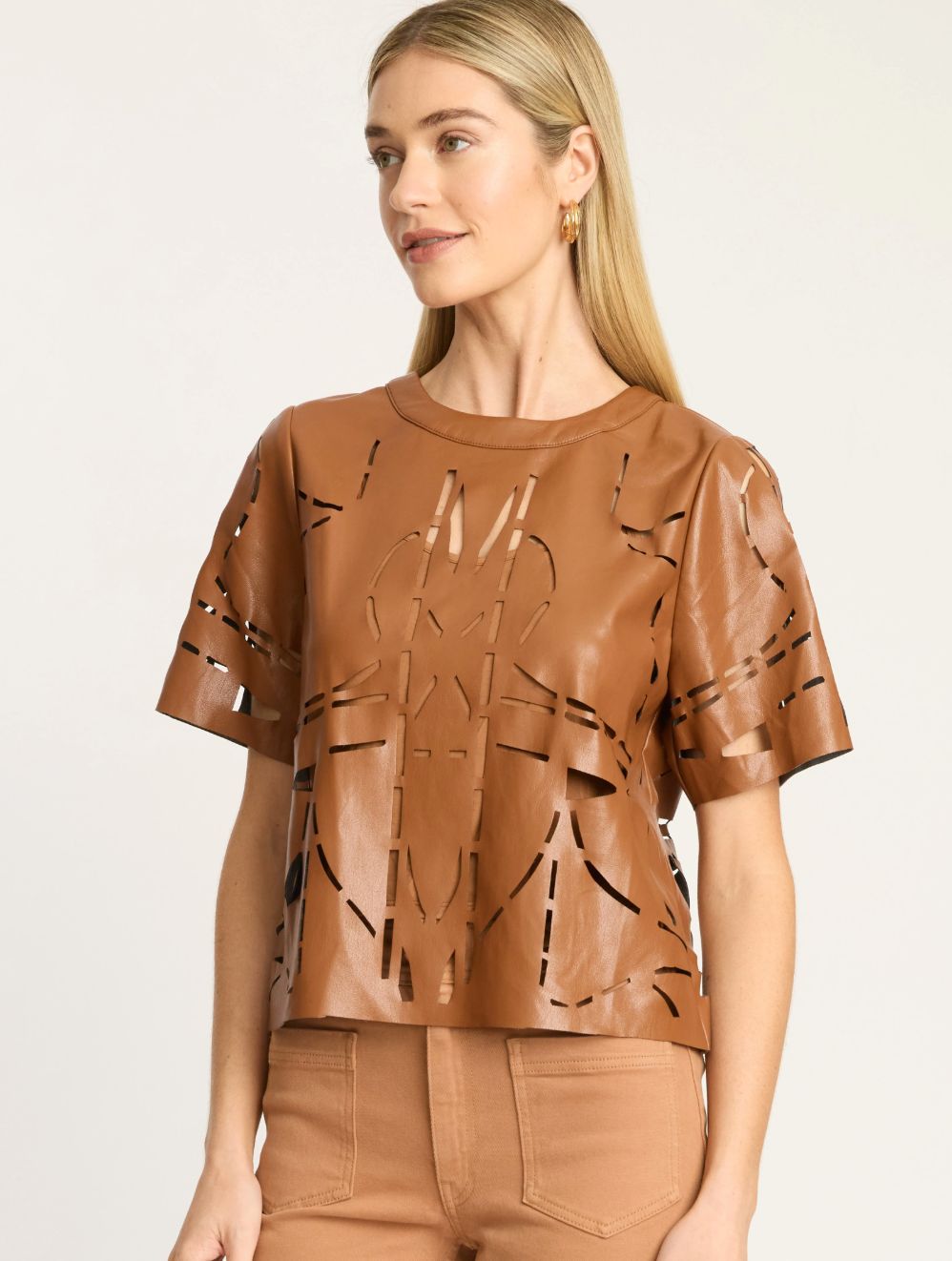 Amo Top In Tobacco Vegan Leather