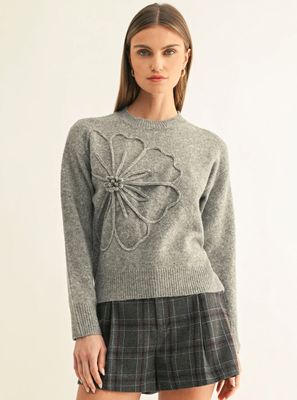 Evelyn 3D Flower Pullover Sweater