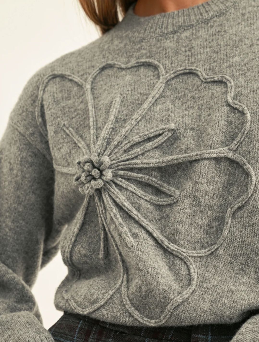 Evelyn 3D Flower Pullover Sweater
