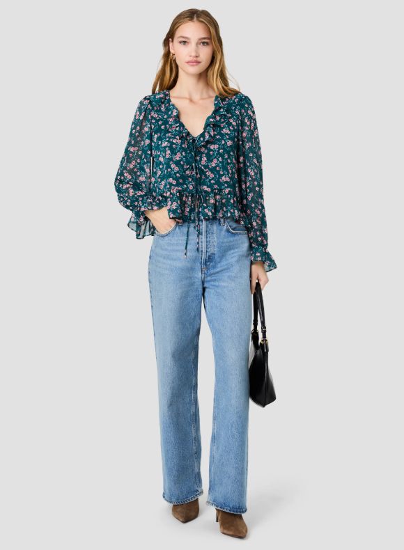 Marina Lucia Fleur Ruffle Long Sleeve Blouse