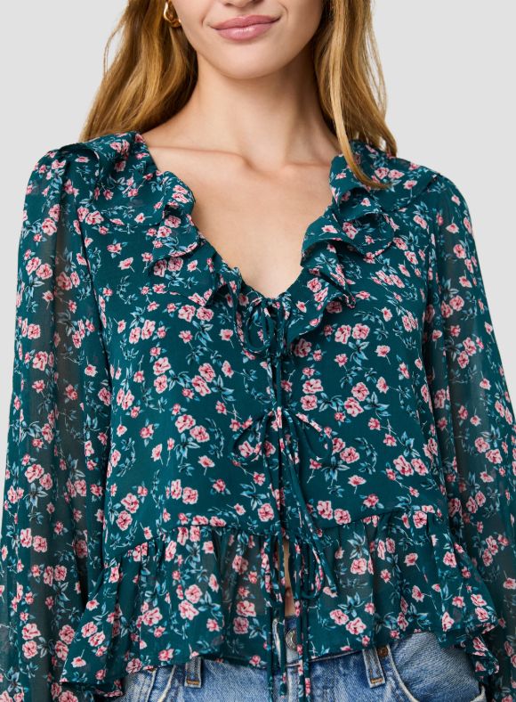 Marina Lucia Fleur Ruffle Long Sleeve Blouse