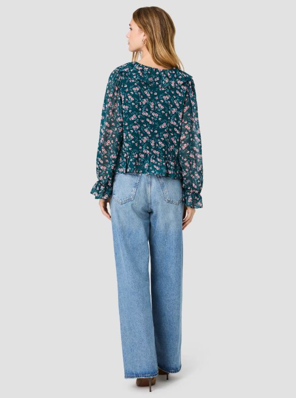 Marina Lucia Fleur Ruffle Long Sleeve Blouse