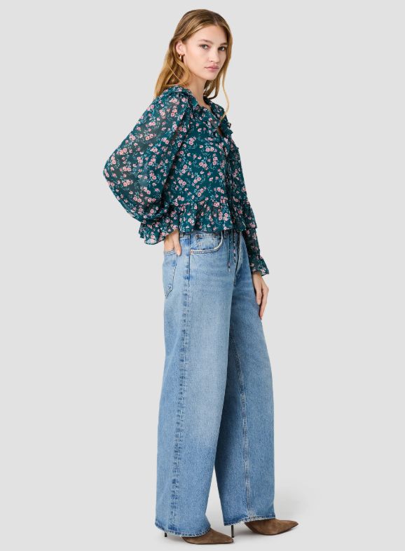 Marina Lucia Fleur Ruffle Long Sleeve Blouse