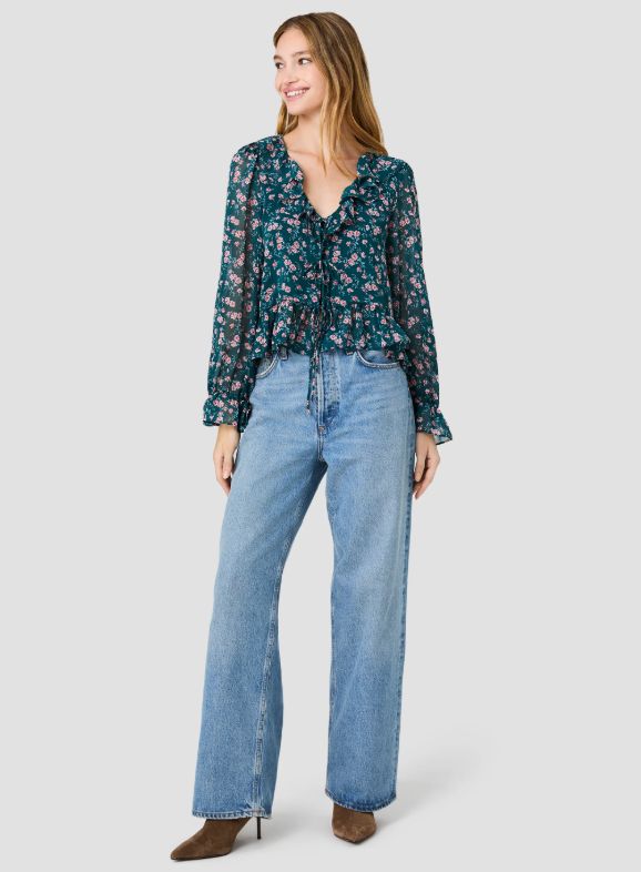 Marina Lucia Fleur Ruffle Long Sleeve Blouse