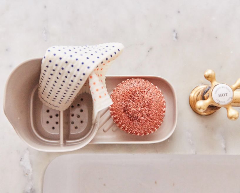 Bamboo Sink Counter Caddy White
