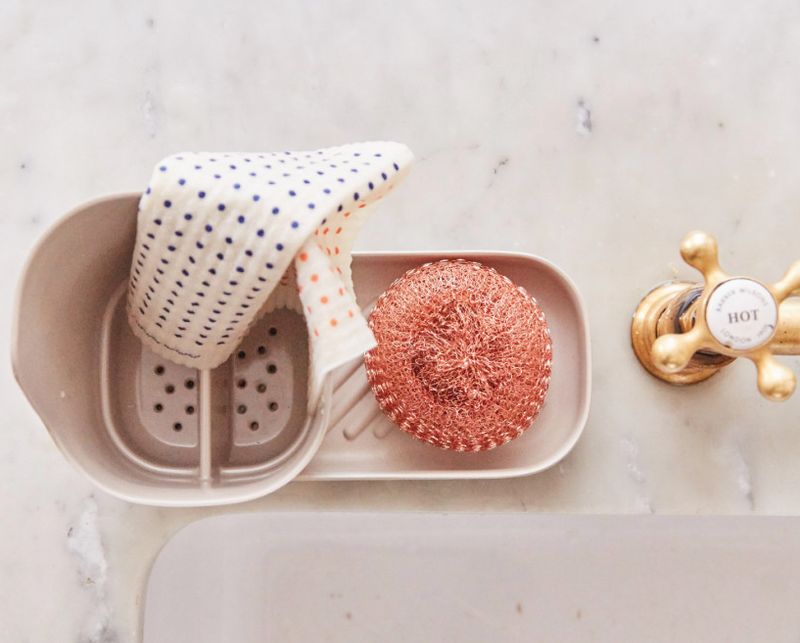 Bamboo Sink Counter Caddy White