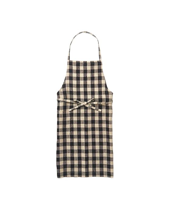 Linen Apron, Black Natural Check