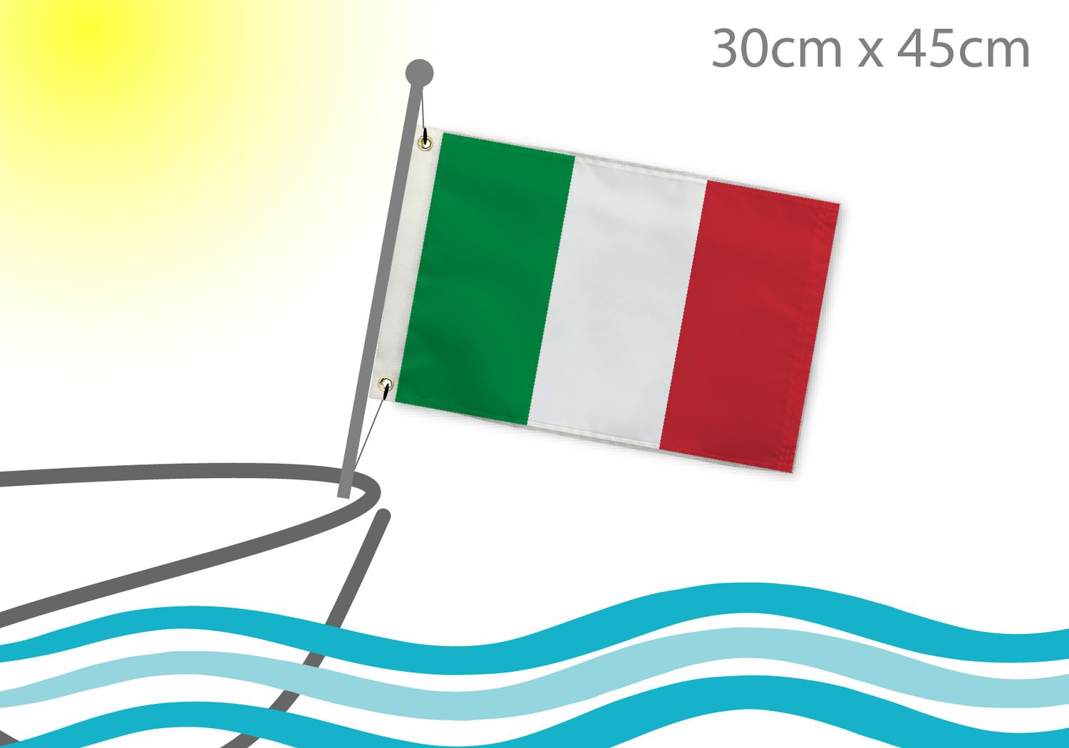 Italy flag for boat 12x18