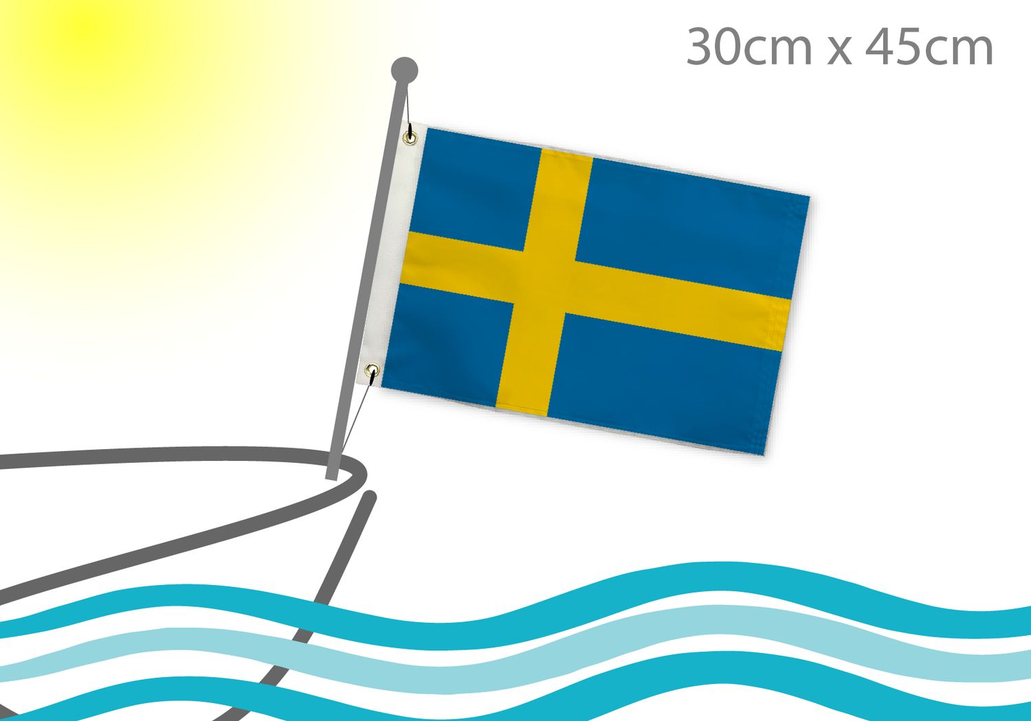 Sweden flag for boat 12x18