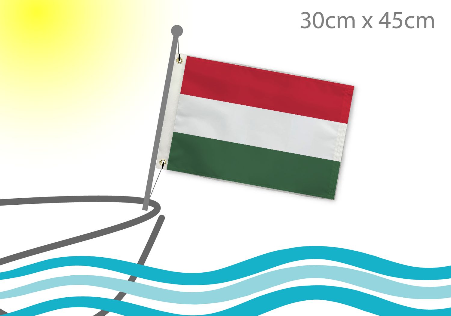 Hungary flag for boat 12x18