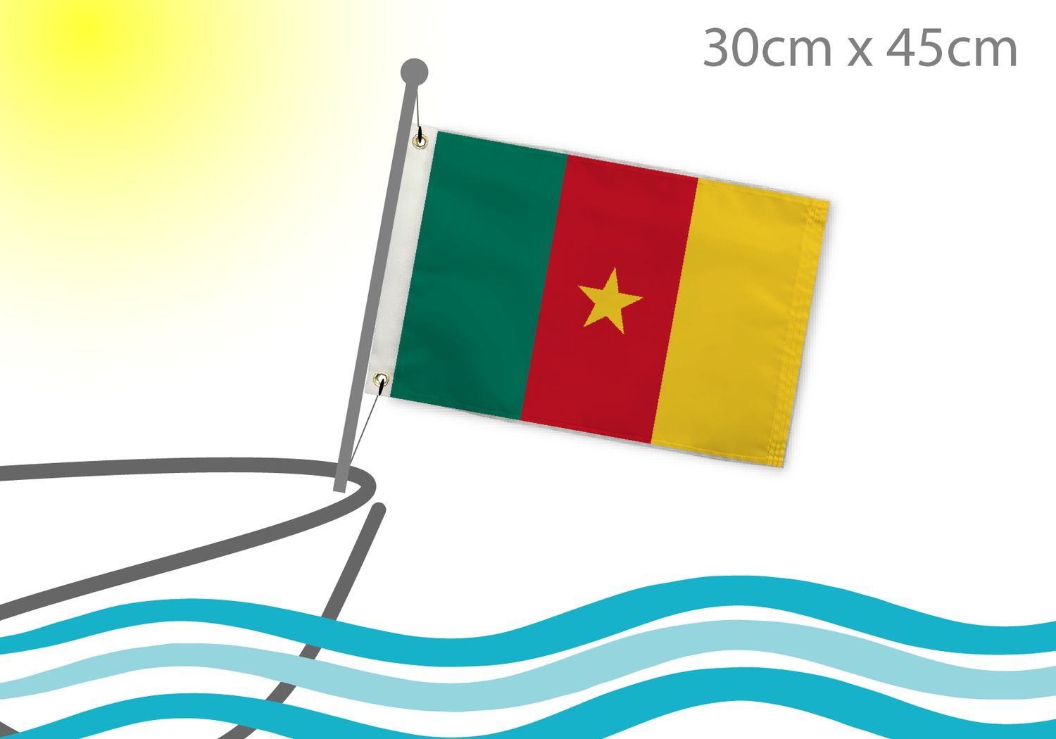 Cameroon flag for boat 12x18
