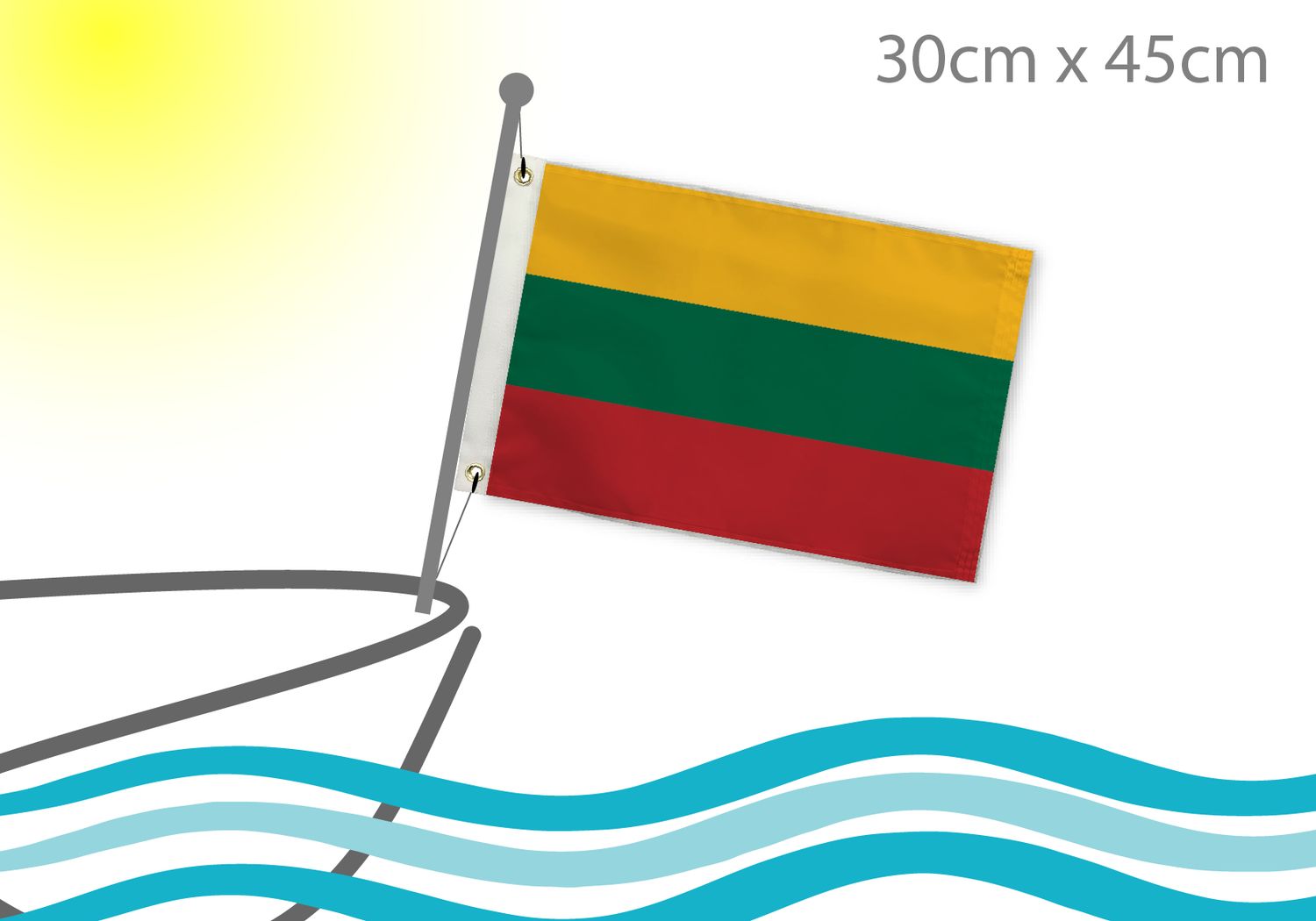 Lithuania flag for boat 12x18