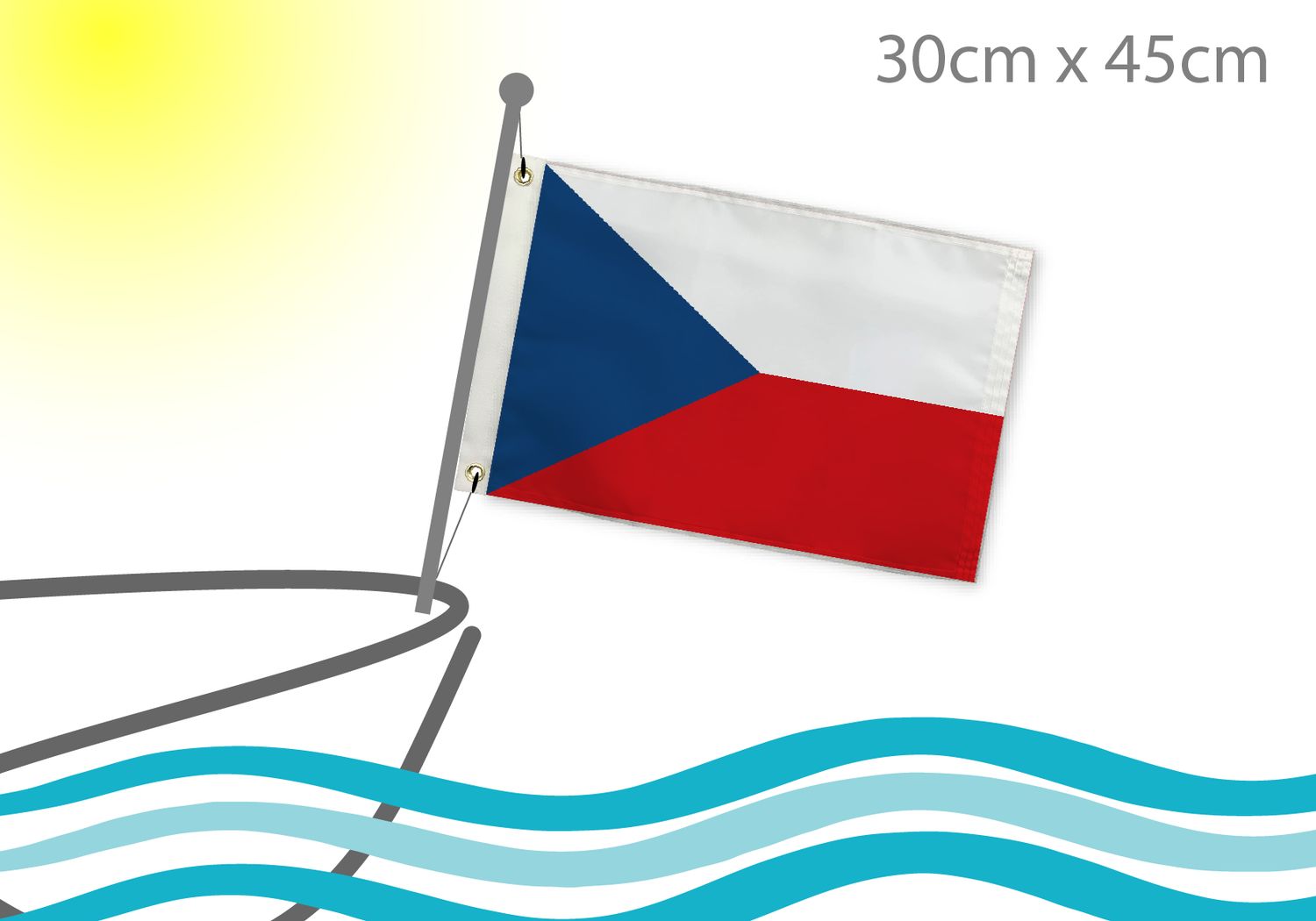 Czech Republic boat flag 12x18