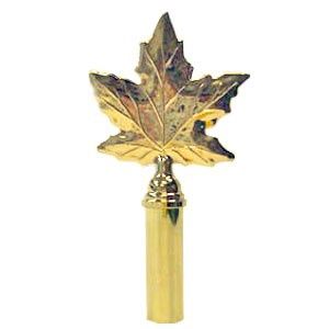 Maple Leaf Finial, Metal, Brass, 1x8