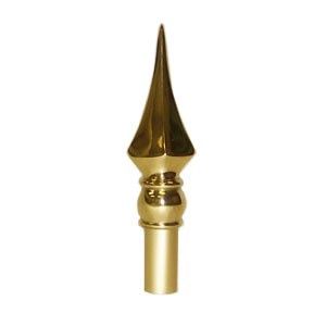 Fancy spear finial, plastic, gold, 1x8