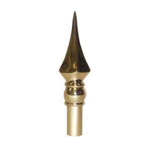 Fancy Spear Finial, Metal, Brass, 1x8