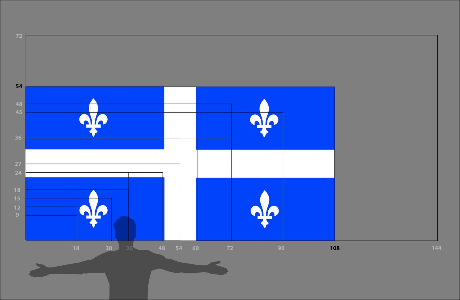 Quebec flag large 54x108, 210D, rope and toggle with reinforced grommets, compatible with flagpoles equipped with an anti-wrap arm.