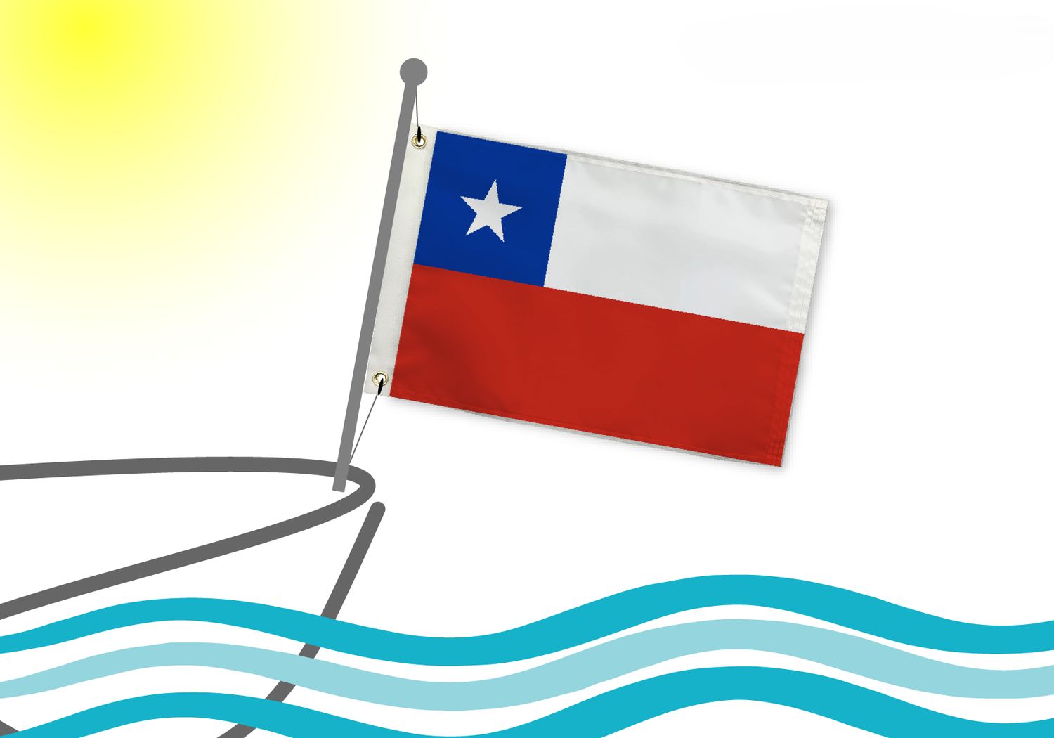 Chile flag for boat 9x18