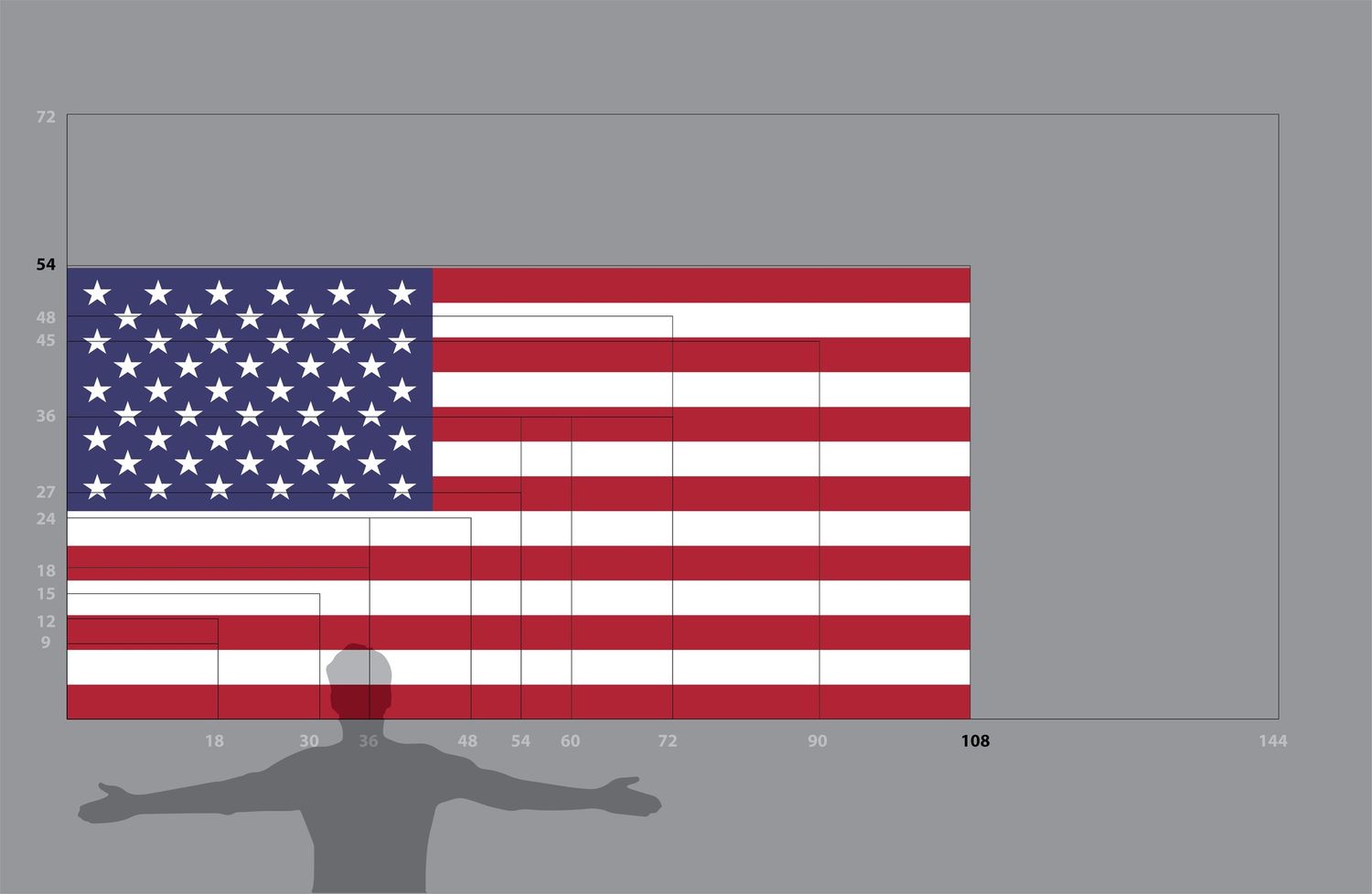 United States flag large 54x108