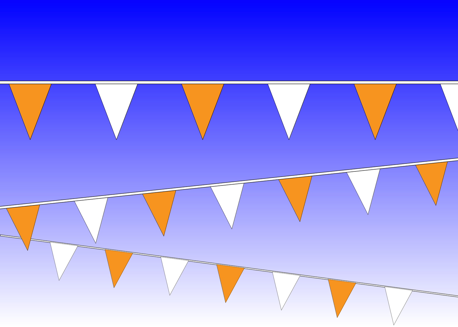 Plastic pennants on rope orange/white, 120