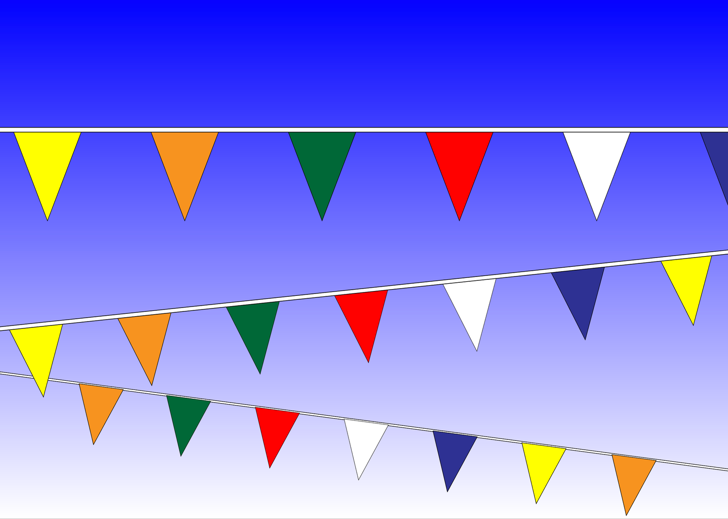 Plastic pennants on multi-color rope, 120