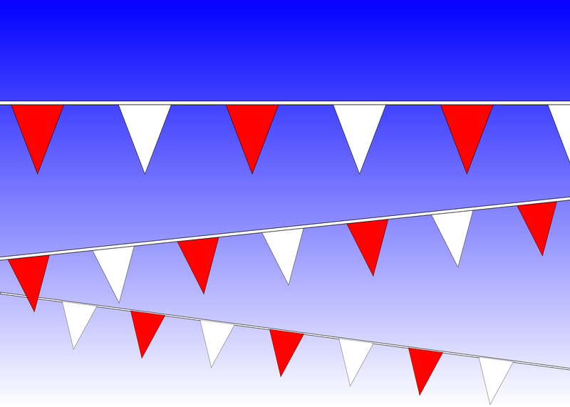 Plastic pennants on red/white rope, 120