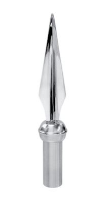 Round lance finial, metal, chrome, 1x8.5