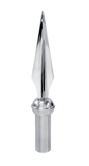 Round lance finial, metal, chrome, 1x8.5