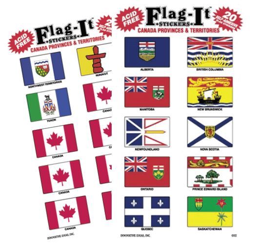 Set of 20 standard Canadian provinces and territories stickers