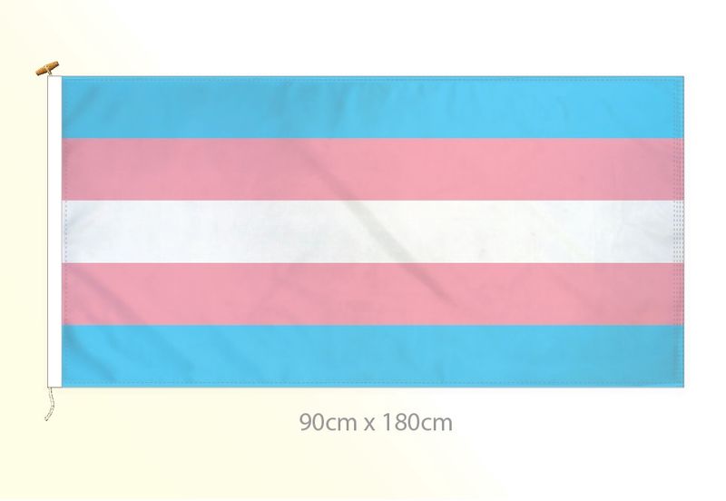 Trans Pride 36x72 sewn flag, rope and toggle
