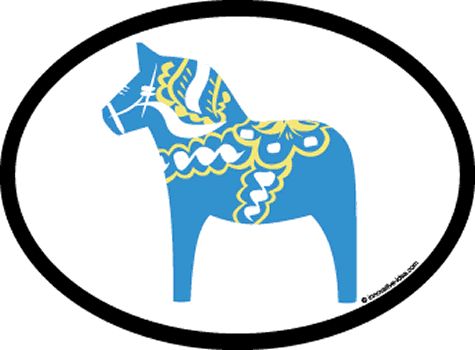 Sweden (Dala Horse) oval sticker