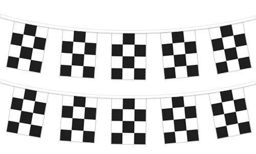 Fanions en plastique sur corde - drapeau à  damier, 60&#39;