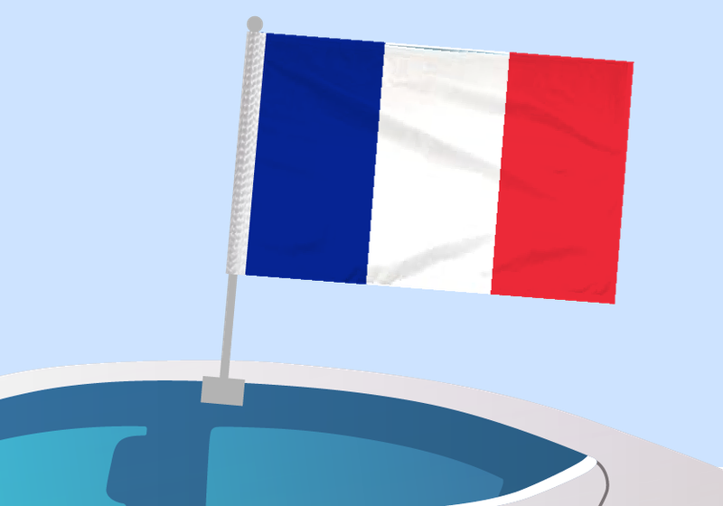 France - Car flag with clip