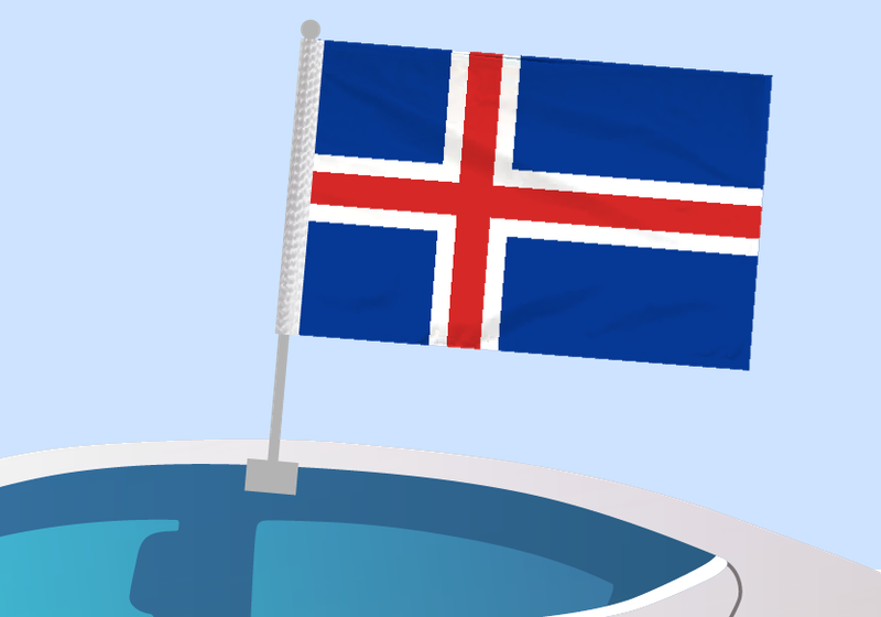 Iceland - Car flag with clip