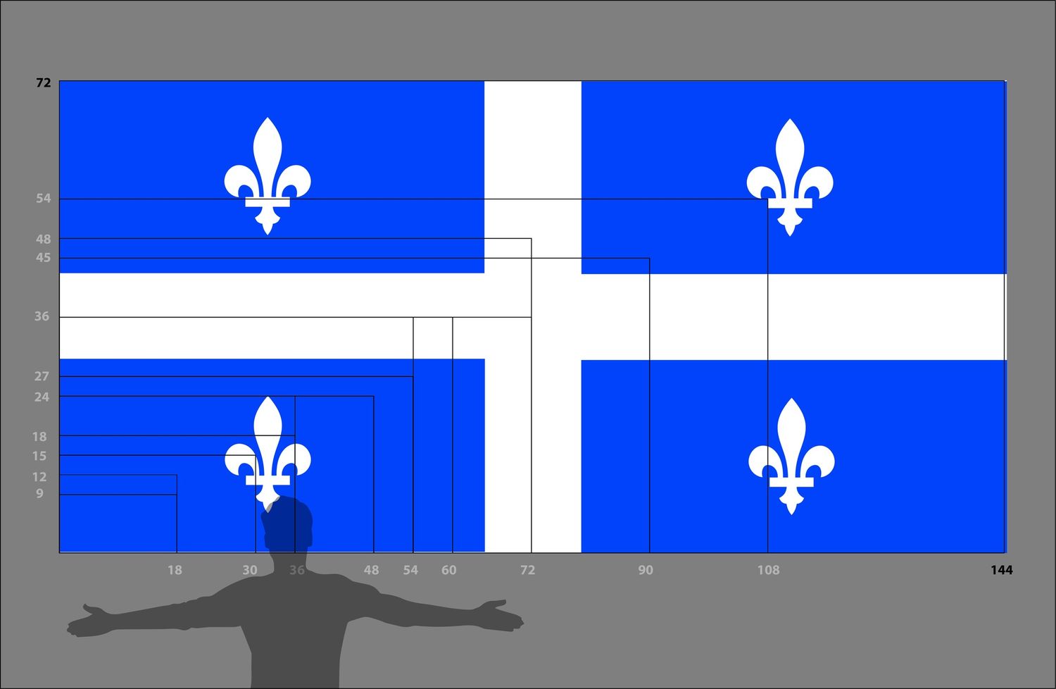 Quebec flag large 72x144, 210D, rope and toggle