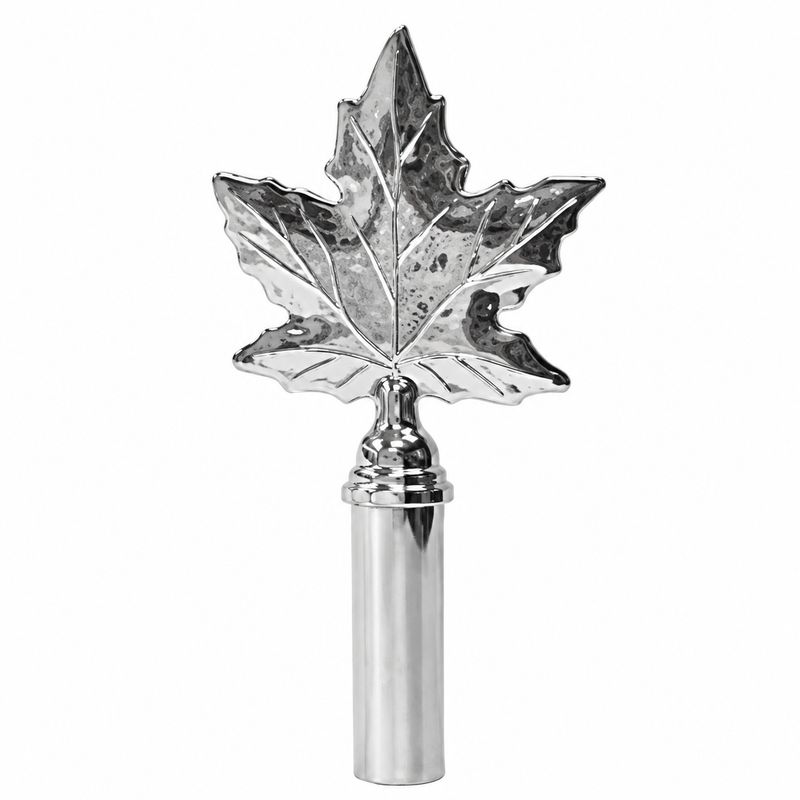 Maple Leaf Finial, Metal, Chrome, 1x8