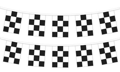 Plastic pennants on string - checkered flag, 60'