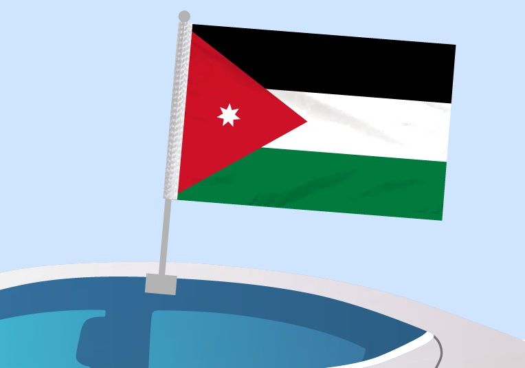 Jordanie - Drapeau pour voiture avec attache