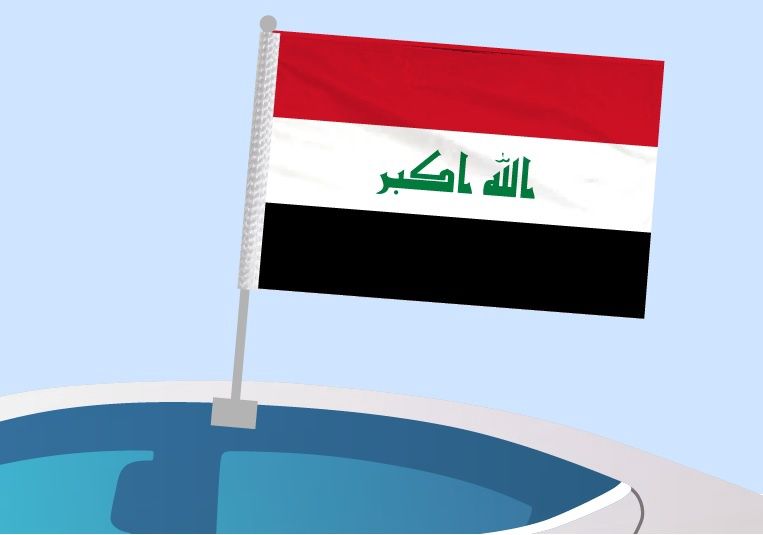 Irak - Drapeau pour voiture avec attache