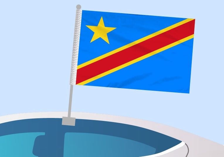 République Démocratique du Congo - Drapeau pour voiture avec attache