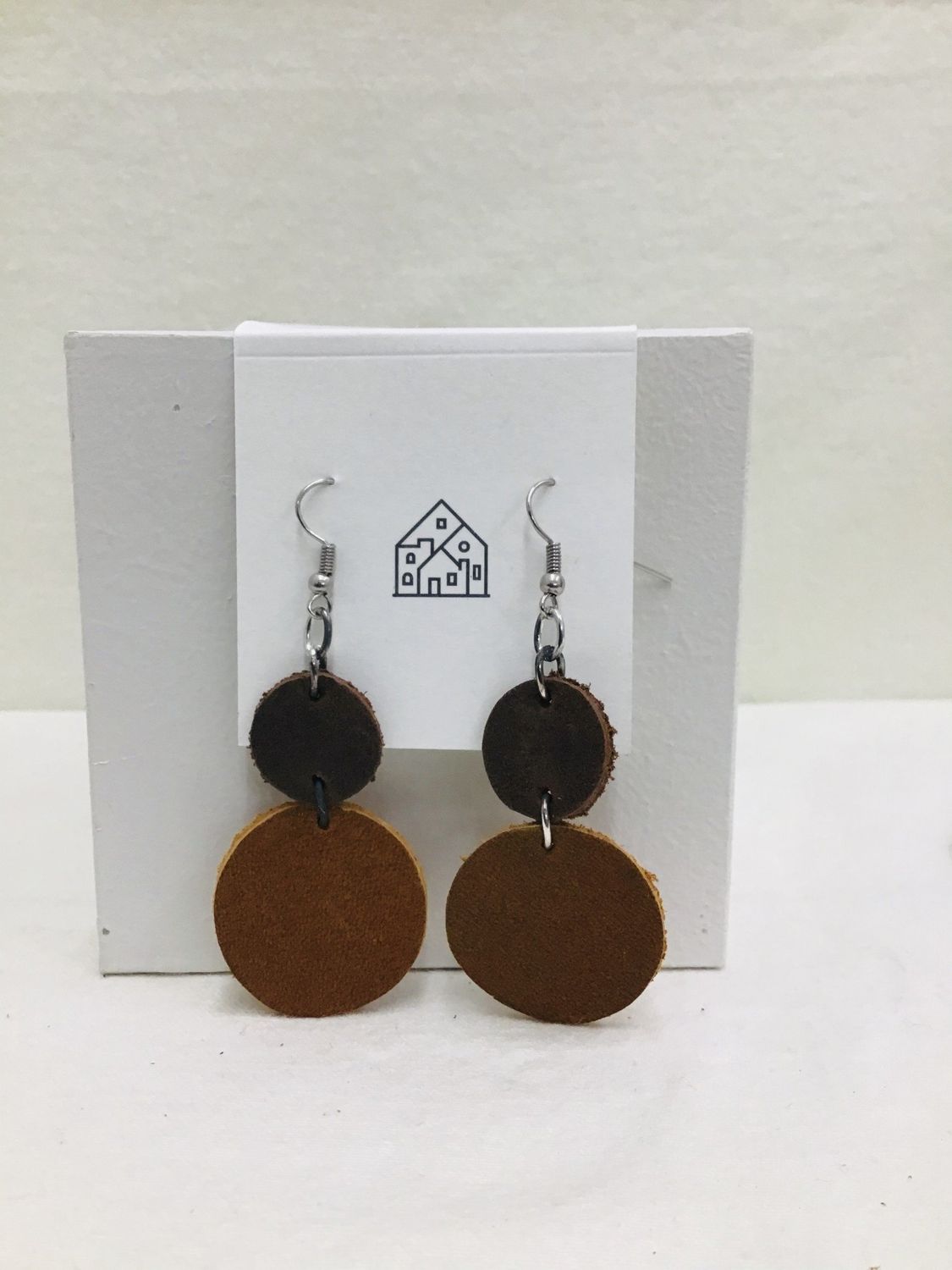 Circle Leather Earrings, Guatemala