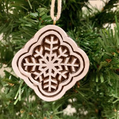 Wood Hima Bindu Ornament  Snowflake