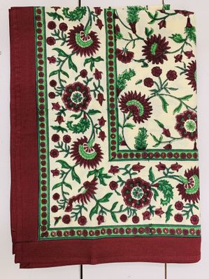 Crimson Aster Tablecloth 60&quot;x60&quot;, India