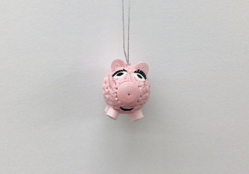 Smiling Pig Quilled Paper Ornament, Vietnam