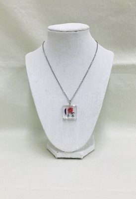 Square Necklace with Dried Flowers