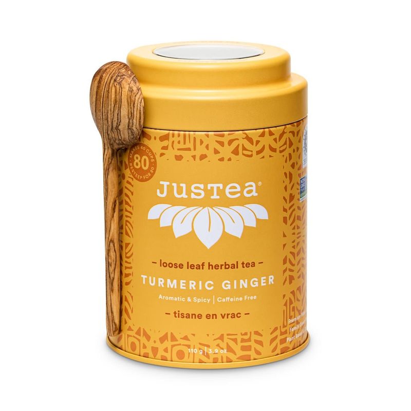 Justea Turmeric Ginger Loose Tea Tin with Spoon
