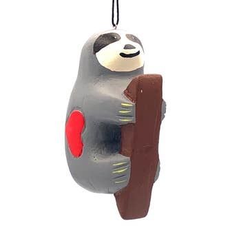 Sloth with Heart Balsa Ornament, Nicaragua