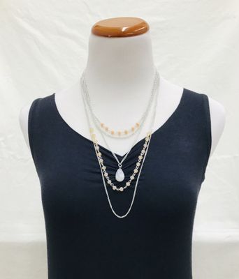 Silver Necklace with Pink Stone