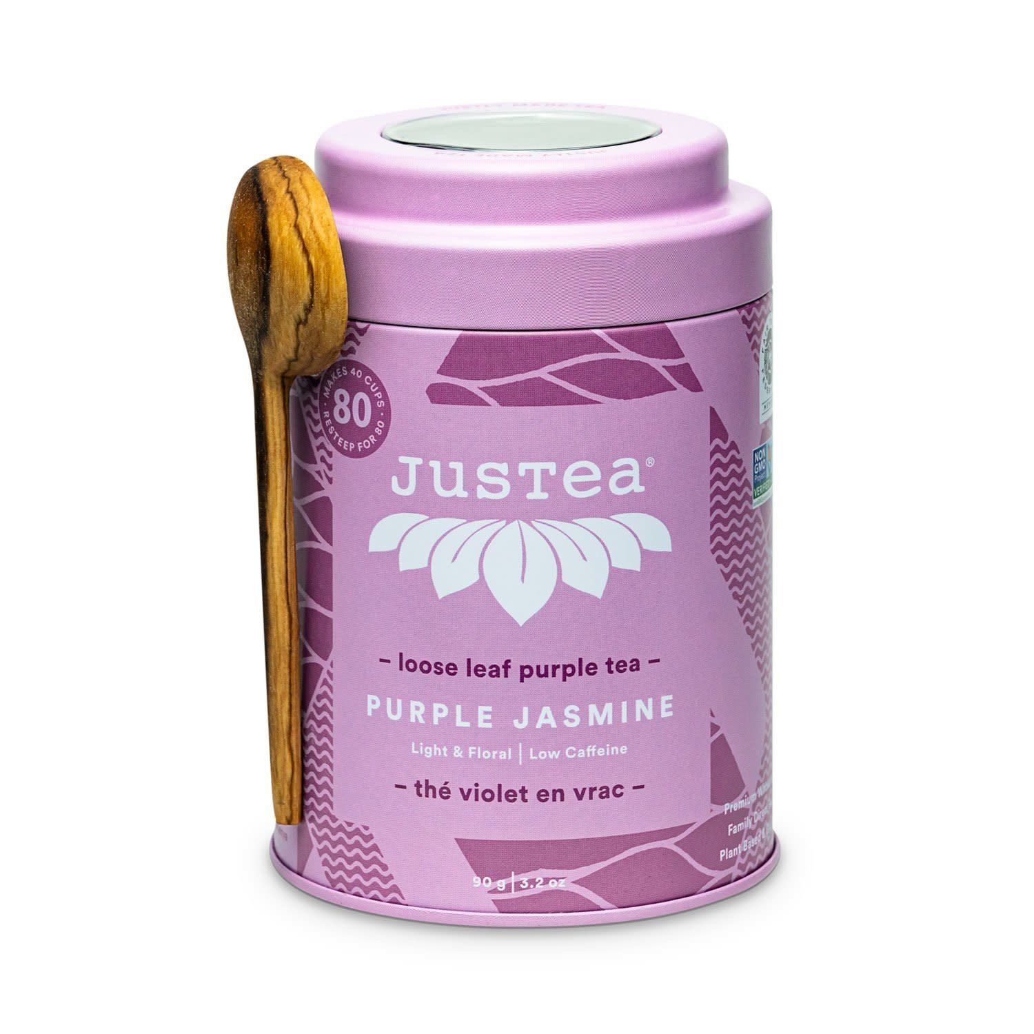 Justea Purple Jasmine Loose Tea Tin with Spoon