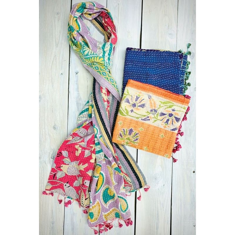 Cotton Kantha Scarves, India